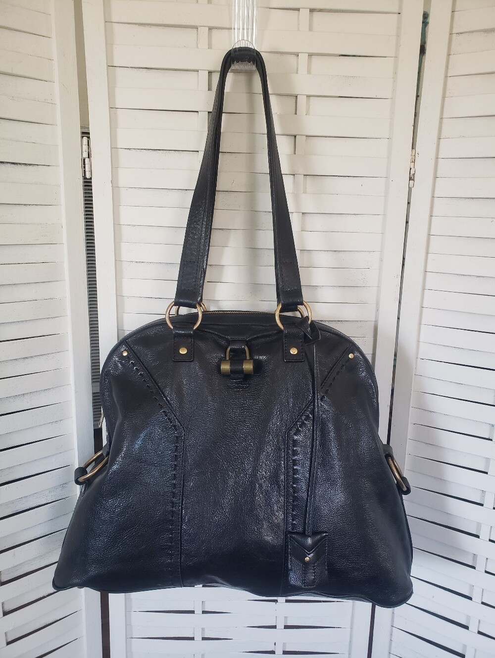 Yves Saint Laurent Muse Black Large Leather Tote Shoulder Bag